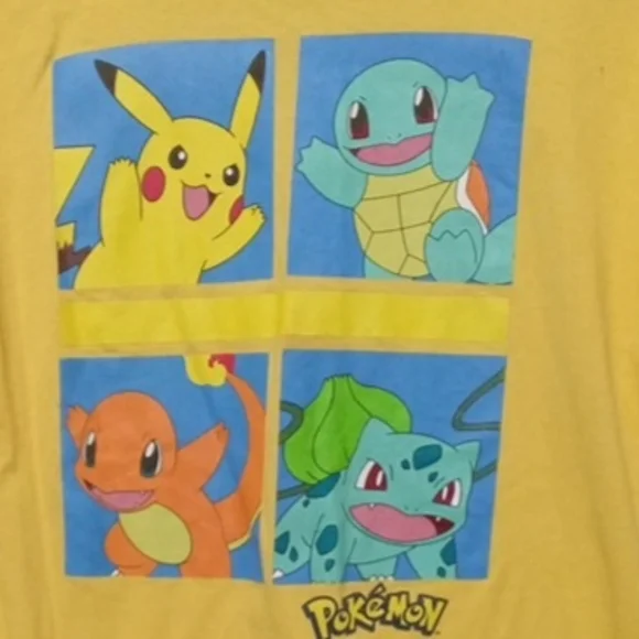 Pokémon Kids Graphic Tee - Pikachu & Kanto Starters - Yellow, Size L - Picture 2 of 5